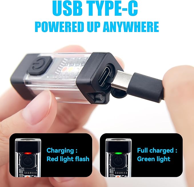 SPOMOX Mini EDC Flashlight Rechargeable with Keychain, Super Bright 700 Lumen Pocket Flashlight, Tiny LED keychain Lights with Magnetic base, USB-C Rechargeable, for Camping, Outdoors and Emergencies.