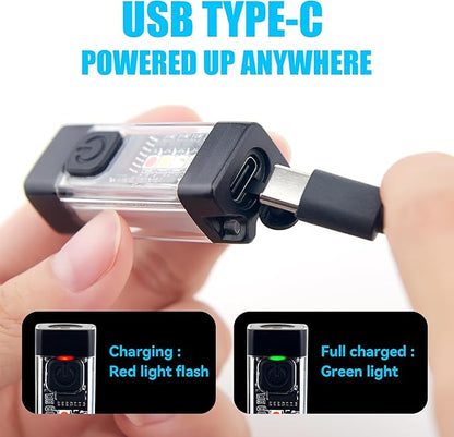 SPOMOX Mini EDC Flashlight Rechargeable with Keychain, Super Bright 700 Lumen Pocket Flashlight, Tiny LED keychain Lights with Magnetic base, USB-C Rechargeable, for Camping, Outdoors and Emergencies.