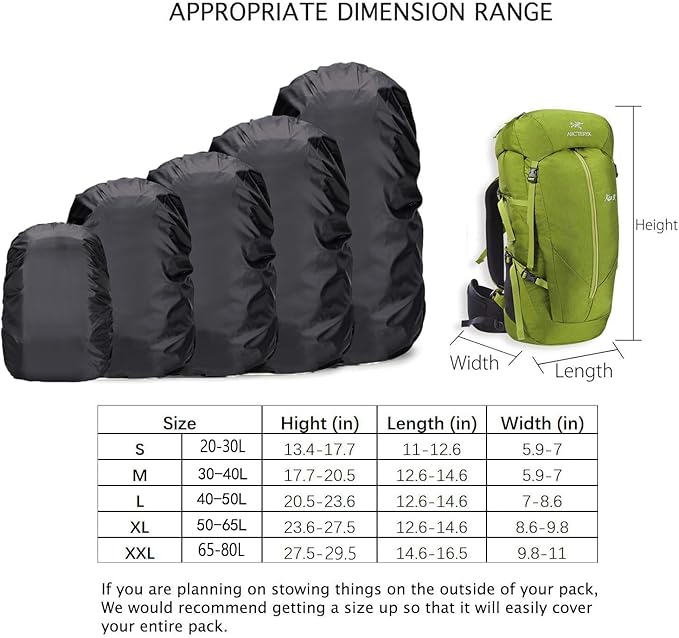 20-80L Waterproof Backpack Rain Cover with Storage Pouch and Adjustable Buckle Strap for Traveling Outdoor Hiking Camping