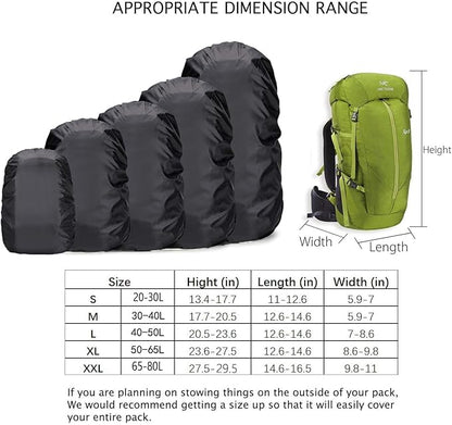 20-80L Waterproof Backpack Rain Cover with Storage Pouch and Adjustable Buckle Strap for Traveling Outdoor Hiking Camping