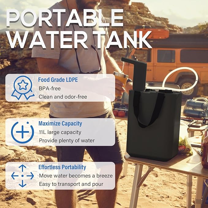 Bonbo 11L BPA Free Food Grade Hydration Water Storage Container, Large Portable Water Tank, Emergency Water Storage Jug, for Camping, Outdoor Hiking