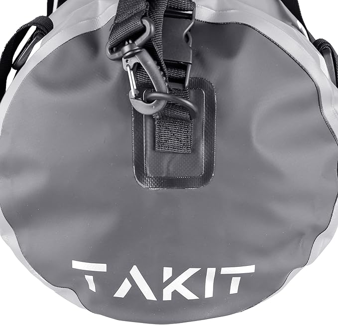 Waterproof Duffle Bag Travel Dry Bag 500D PVC for Motorcycle Tail Kayaking Rafting Boating Swimming Camping Hiking Beach Fishing (Grey, 60L)
