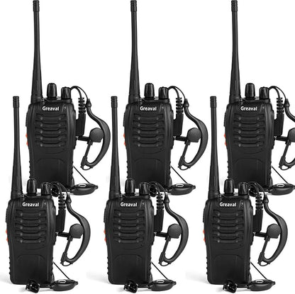 Long Range Walkie Talkies Rechargeable Two-Way Radios with Earpiece, Walkie Talkies for Adults 16-Channel UHF 400-470MHz (Pack of 6)