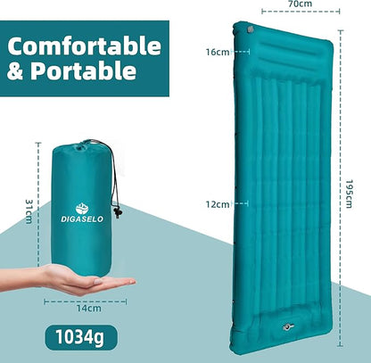 Sleeping Pad for Camping, Ultralight Inflatable Sleeping Mat with Built-in Foot Pump, Upgraded 50D Nylon Durable Camping Air Mattress, Suitable for Camping, Fishing, self Driving Tours