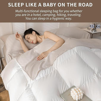 Sleeping Bag Liner Ultralight Sleep Sack Travel Washed Cotton Sheets for Hotel Bags for Adults Liners, Lightweight Single & Double Camping Sleeping Inner Hostel Fresh Back Hiking Bed