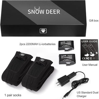 SNOW DEER Heated Socks,Men Women Electric Battery Socks Foot Warmer