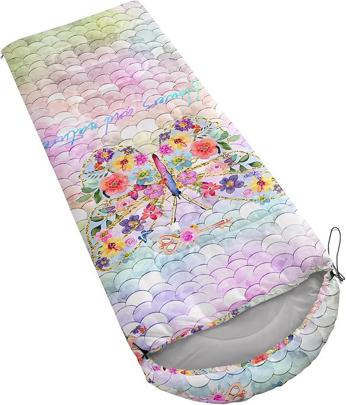 Camping Sleeping Bags,Mermaid Horse Butterfly Starry Sky 3 Season Warm & Cool Weather,Lightweight,Waterproof Sleeping Bags for Adults & Kids,Traveling,and Outdoors,Camping Gear Equipment