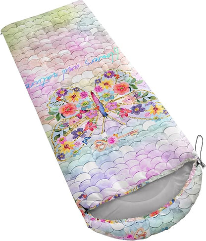Camping Sleeping Bags,Mermaid Horse Butterfly Starry Sky 3 Season Warm & Cool Weather,Lightweight,Waterproof Sleeping Bags for Adults & Kids,Traveling,and Outdoors,Camping Gear Equipment