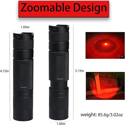 Red Light Flashlight, Zoomable Single Mode LED Flashlights for Hunting, Astronomy, Aviation, Night Observation