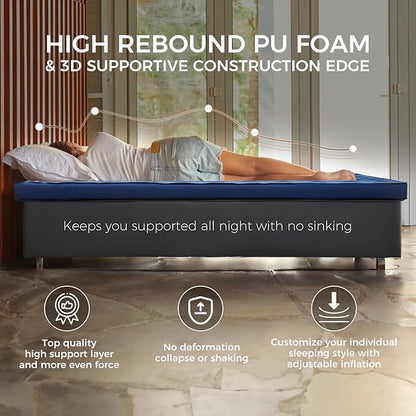 KingCamp Premium 3D Self-Inflating Camping Sleeping Pad Mattress Comfortable 3 “Thick Portable Lightweight Double Single R-Value 6.1 Warm for Winter Camping Indoor Outdoors Single-Navy