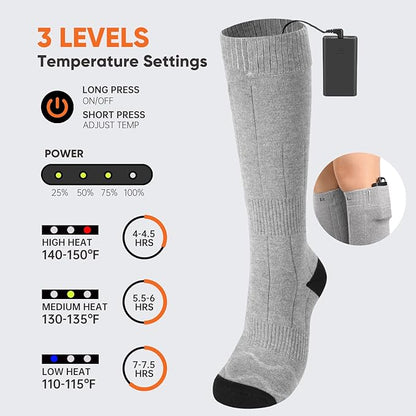 VELAZZIO Heated Socks for Men Women, Remote Control 4000mAh 3.7V Rechargeable Electric Heated Socks with 3 Heat Settings for Winter Sports