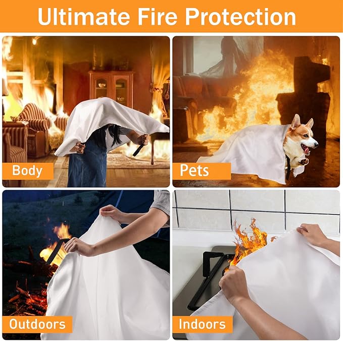 Fire Blanket for Camping Home Kitchen 3Pack Emergency Fire Blanket Fire Resistant Blanket for Garages, Workshops, Grill, Car, Office, Warehouse, School, Picnic