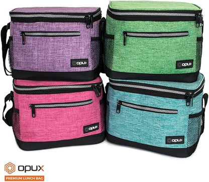 opux Insulated Lunch Box Men Women, Lunch Bag for Work School, Leakproof Soft Cooler Tote Adult, Large Lunch Pail Kids Boys Girls, Picnic Beach Food Bag with Shoulder Strap, Pink