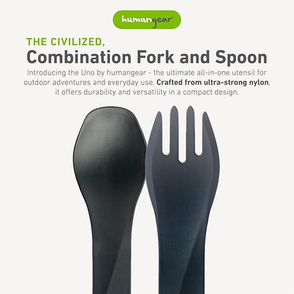 humangear GoBites Uno | Travel & Camping Utensils | Portable & Convertible Dining Ware | Multi-Functional Spork, Gray