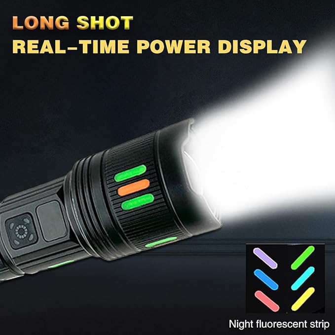 Flashlights Rechargeable High Lumens, Super Bright Flashlight, Adjustable Tactical Flashlight Waterproof Handheld Flash Light LED Flashlight for Emergencies, Camping, Hiking