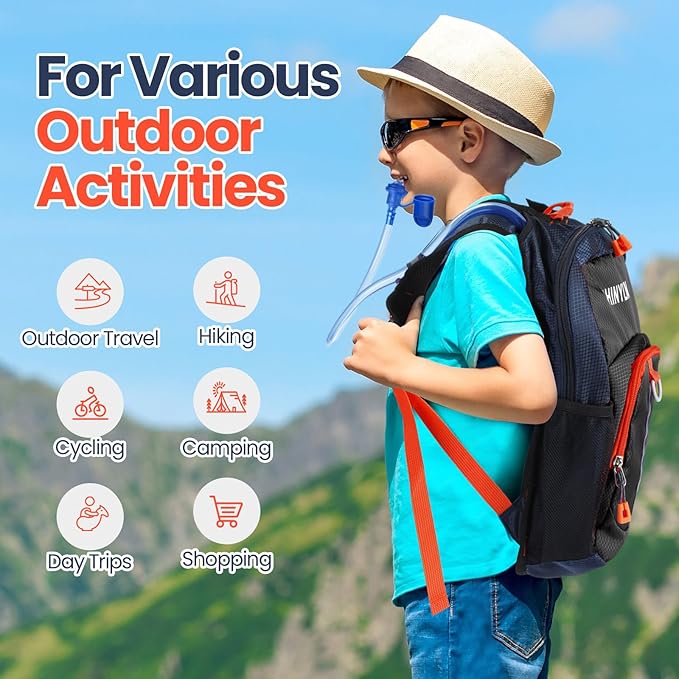 1 Pcs Kids Hydration Backpack with 1.5L Hydration Water Bladder Lightweight Water Backpack Hydration Pack