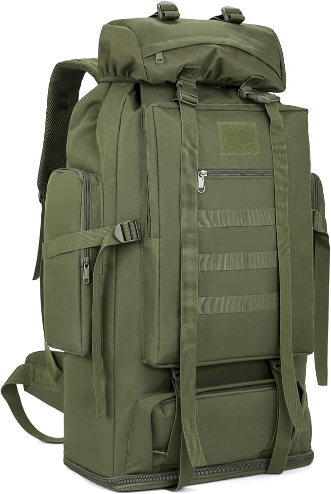 100L Hiking Camping Backpack Tactical Backpack for Men and Women Large Survival Hunting Waterproof Backpack Molle Rucksack Military Camping Backpacking Daypack Army Green
