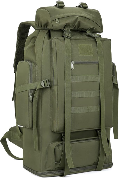 100L Hiking Camping Backpack Tactical Backpack for Men and Women Large Survival Hunting Waterproof Backpack Molle Rucksack Military Camping Backpacking Daypack Army Green