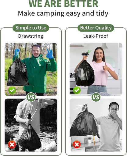 25 Portable Camping Toilet Bags Drawstring, 8 Gal Compost Portable Toilet Bags for Camping Potty Adults, Outdoor Waste Toilet Bag for 5 Gallon Bucket Toilet Camping Bathroom Travel Backpacking