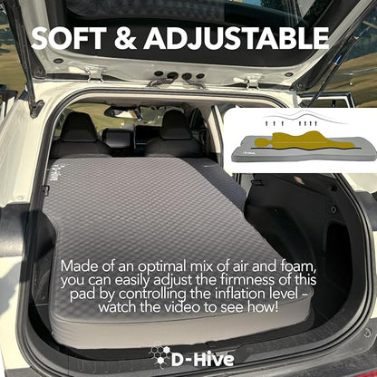 Camping Mattress - Compatible with Tesla Model Y, 4.5" Extra Thick Self-Inflating Air Mattress, Self-Inflating Sleeping Pad Car Mattress, Solid Foam for All-Seasons, Fits SUVs incl Pump