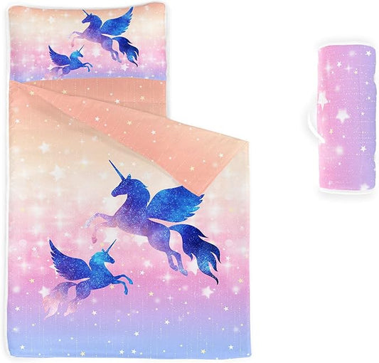 Space Nap Mat - Space Ship Galaxy Sleeping Bag with Removable Pillow - Daycare and Sleepovers Preschool Kindergarten Bedding Set for Kids Toddler Boys Girls