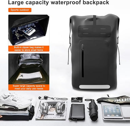 Waterproof Backpack，Heavy Duty Hiking Backpack，35/55/85L dry bag backpack waterproof for Men，Roll-Top Closure，for Kayaking, Travel, Hiking, Fishing, Camping, Motorcycles (yellow, 35L)