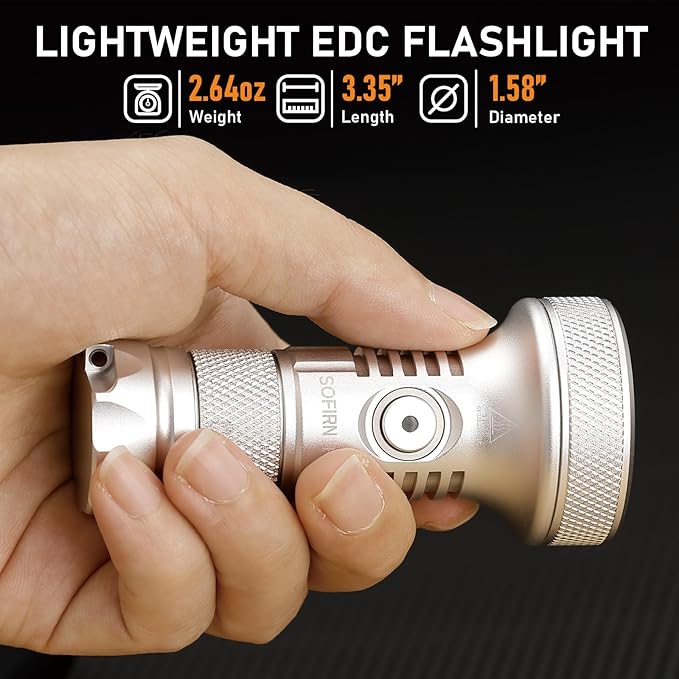 sofirn IF19 Small Flashlight Rechargeable 2000 Lumens, Flashlight Super Bright with SST40 LED, TIR Lens, for Emergency, Outdoor Rescue, Searching, Camping, Hiking