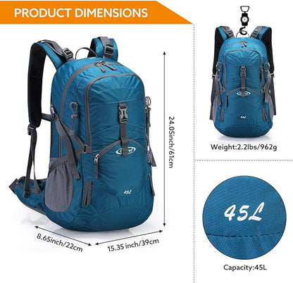 G4Free 45L Hiking Travel Backpack Waterproof with Rain Cover, Outdoor Camping Daypack for Men Women