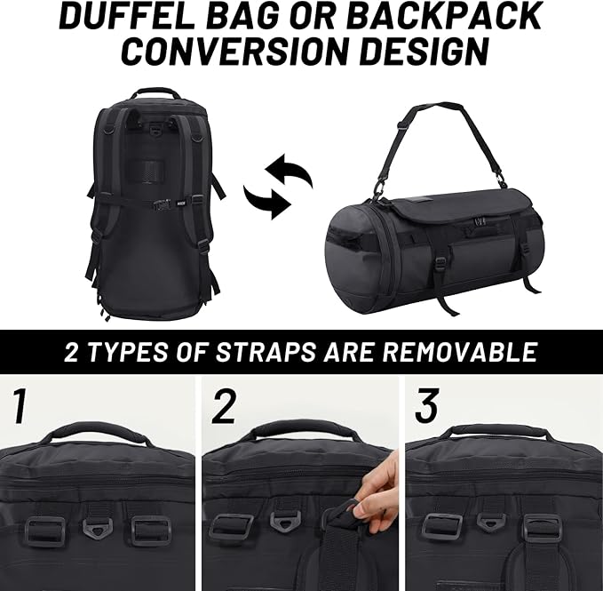 MIER Large Duffel Backpack Sports Gym Bag with Shoe Compartment, Heavy Duty and Water Resistant, Black, 90L