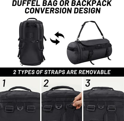 MIER Large Duffel Backpack Sports Gym Bag with Shoe Compartment, Heavy Duty and Water Resistant, Black, 90L