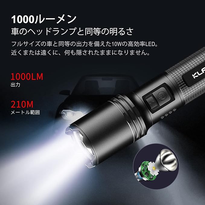 klarus EP10 USB-C Rechargeable Flashlight: 1000 Lumens Super Bright, 2600mah Battery, 6.3 inch, Small LED Powerful Flashlights for Home, Camping, Emergency