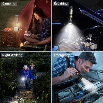 Rechargeable Flashlight with Packing Box, USB Magnetic Flashlights with COB Flash Light - 4 Models, Waterproof, LED Tactical Flashlight High Lumen Bright for Indoor Outdoor Camping 2 Pack