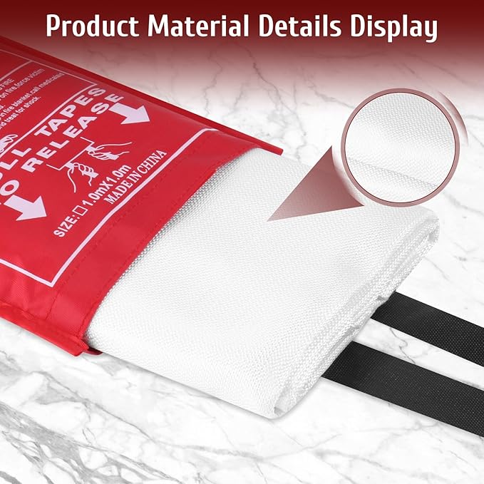 40" x 40" Emergency Fire Blanket, Fire Extinguishing Blanket, Flame Retardant Blanket for Home, Kitchen, Camping, Grill, Car, School, Office, Warehouse Fire Blanket, Fireplace Fire Blanket (2 Pack)