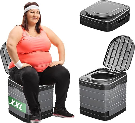 Upgrade XXL Portable Toilet for Adults Camping, 17.3x16.1x16.9 In-Large Portable Foldable Toilet with Lid, Perfect for Camping, Hiking, Fishing, Travel, Long Trips, Beach, RV, Outdoor