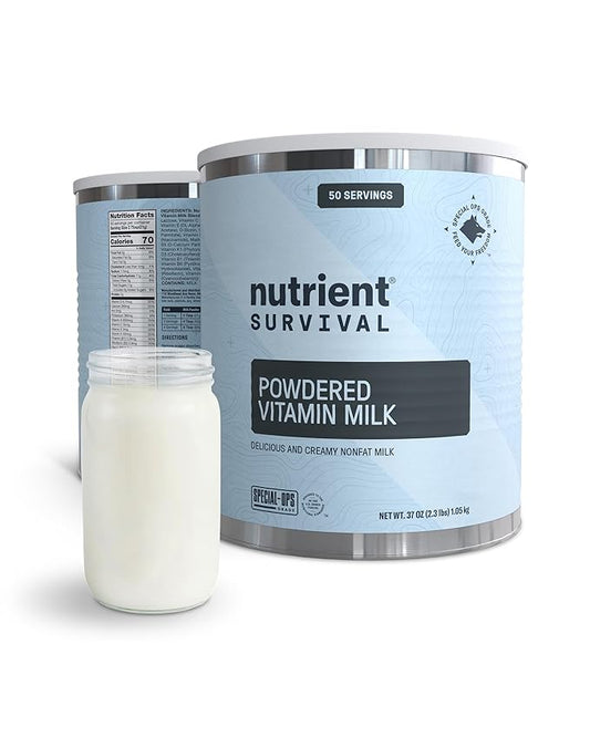 Nutrient Survival Vitamin Powdered Milk, Freeze Dried Prepper Supplies & Emergency Food Supply, 21 Essential Nutrients, Soy & Gluten Free, Shelf Stable Up to 25 Years, One Can, 60 Servings