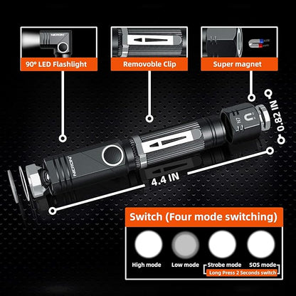 Flashlight, NICRON N7 600 Lumens Tactical Flashlight, 90 Degree Ip65 Waterproof Led Mini Flashlight 4 Modes- Best High Lumens Are For Camping, Outdoor, Hiking （Not including Batteries）Gift