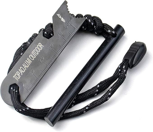Fire Starter Survival Tool, Ferro Rod Fire Starter Kit & Backpacking Multitool, Fire Steel, Fire Rod