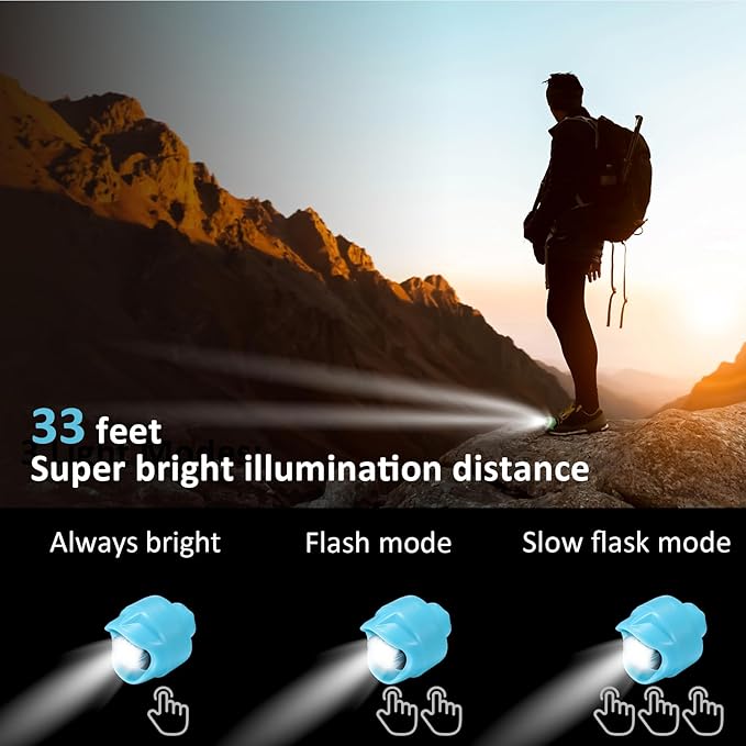 RAHAN Croc Lights for Shoes,2 PCS Croc Headlights,Light Up Charm Accessories for Adults Croc, Hands-Free Night Light, Camping Lights, IP65 Waterproof Light, Blue
