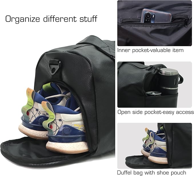 ROTOT Gym Duffel Bag, Gym Bag with Waterproof Shoe Pouch, Weekend Travel Bag with a Water-resistant Insulated Pocket