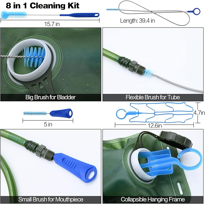 1.5/2/2.5/3L Hydration Bladder, 2pcs Water Bladder, Leakproof Water Reservoir for Hiking Biking Climbing Cycling Running Camping Backpack, Blue and Army Green