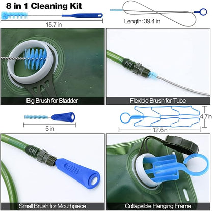 1.5/2/2.5/3L Hydration Bladder, 2pcs Water Bladder, Leakproof Water Reservoir for Hiking Biking Climbing Cycling Running Camping Backpack, Blue and Army Green