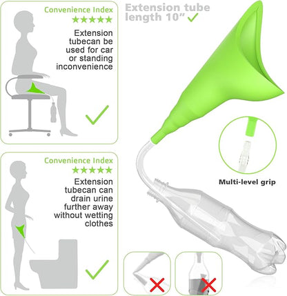 Female Urination Device,Portable Reusable Urinal Funnel with Extension Tube,Small Folding Storage,Suitable for Travel, Festivals, Camping,Traffic Jams,Etc,Includes Waterproof Bag,Waterproof Cup