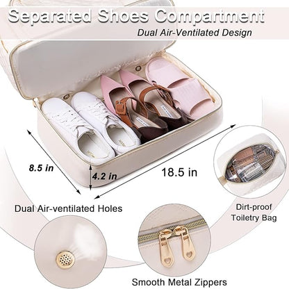 Weitars Gym Bag For Women,Travel Duffel Bag Weekender Bag,Sport Bag With Shoes Compartment And Wet Pocket,Large Carry On Bag Overnight Hospital Bag For Travel,Shopping (Beige)