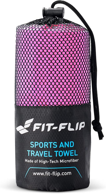 Fit-Flip Travel Towel - Compact & Ultra Soft Microfiber Camping Towel - Quick Dry Towel - Super Absorbent & Lightweight for Sports, Beach, Gym, Backpacking, Hiking and Yoga