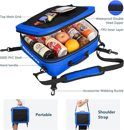Waterproof PVC Paddleboard Cooler Deck Bag - 12 Can Soft Insulated Cooler for Paddleboarding, Camping, Kayaking