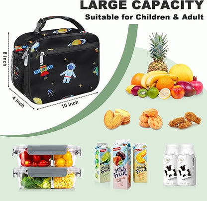 Kids Lunch Box for Boys Girls Lunch Bag Insulated Durable Lunchbox Children Lunch Tote Bag for School Astronaut