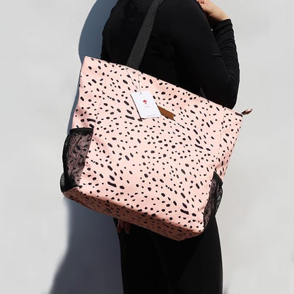 ESVAN Original Floral Water Resistant Large Tote Bag Shoulder Bag for Gym Beach Travel Daily Bags Upgraded