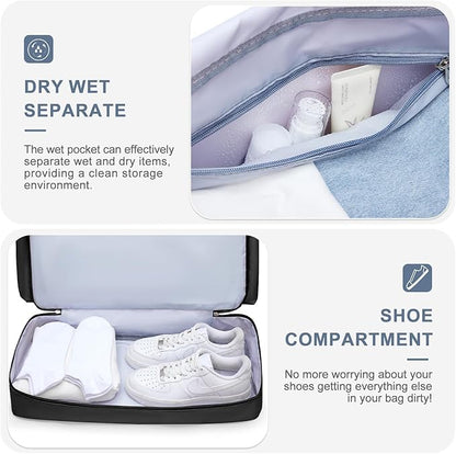Small Gym Bag for Women, Travel Duffle Bag Carry On Weekender Bag with Shoe Compartment