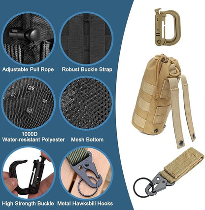 MUCHER 3 Pack Molle Pouches Tactical Pouches EDC Pouch Organizer Molle Bag Utility Pouch with 3 Carabiners and Key Rings for Outdoor Hiking Camping Training