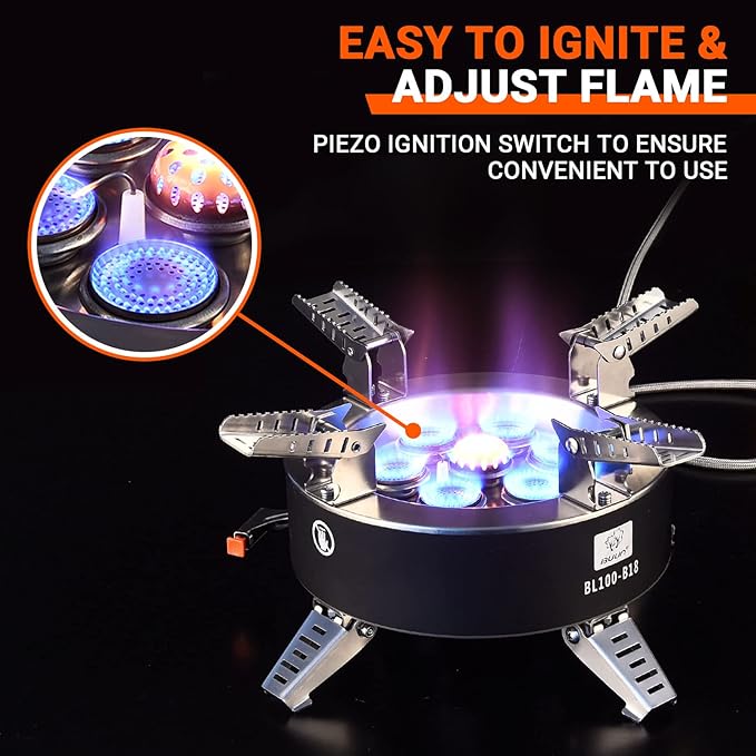 Bulin Camping Stove Burner 3500W/3800W/5800W/6800W/18000W Adjustable Ultralight Backpacking Stove Windproof Camp Portable Propane Stove for Camping Hiking Backpack Outdoor